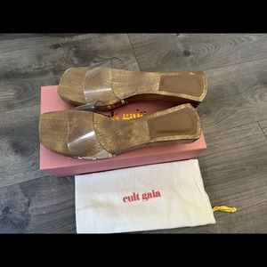 Cult Gaia Nia Wooden Spherical-Heel Sandal sz 12
